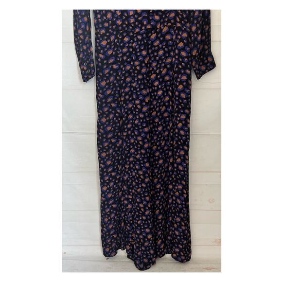 Anthropologie Women's Wide Leg Jumpsuit Size 12 Loveland Sapphire Button Front - Picture 7 of 14